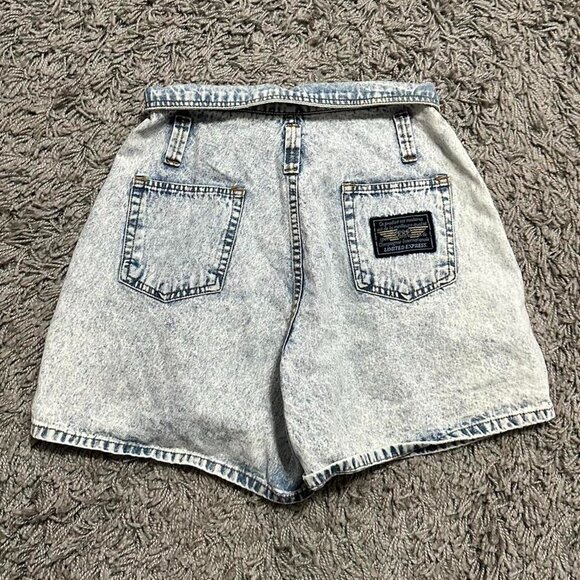 90s Retro  Vintage Acid Wash Fold Over Button Up High Rise Jorts Limited Express - Picture 1 of 7